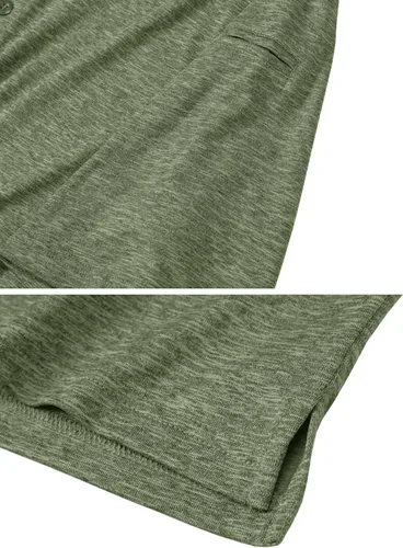 Vista 7 de CRYSULLY Polo de golf para hombre, manga corta, militar, con 3 botones, para exteriores