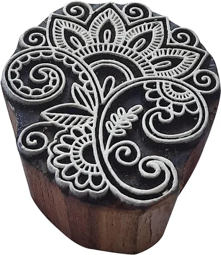 Vista 7 de Royal Kraft Sellos de madera DIY tela, textil, arcilla, cerámica, papel, bloques de impresión de henna THAtag012