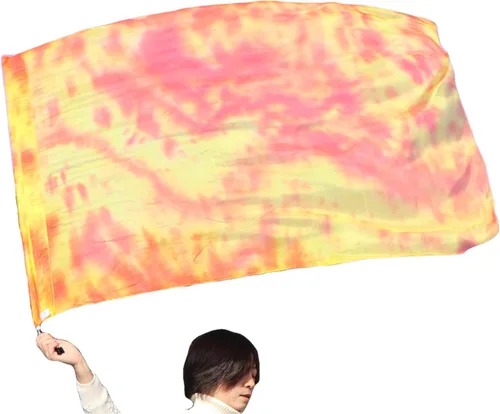 Vista 27 de Winged Sirenny Bandera de seda Poi, 50 pulgadas rectangular Spinning Playsilk Alabanza Profética Adoración Danza Banner (rojo)