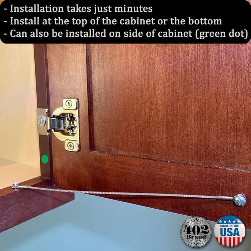 Vista 4 de Restricción de puerta de cabinete, 8 pulgadas, limitador de bisagra de alacena de 8 pulgadas, restringe el ángulo de balanceo, cable trenzado