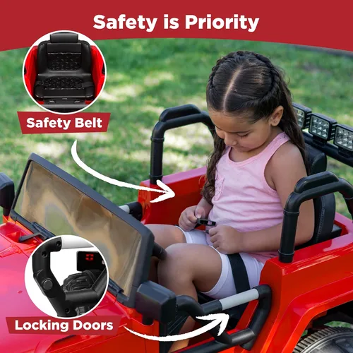 Vista 5 de Best Choice Products Kids 12V Ride On Truck, Battery Powered Toy Car w/Spring Suspension, Remote Control, 3 Speeds, LED Lights, Bluetooth - Red