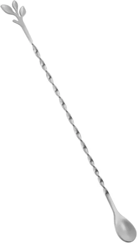 Vista 18 de AnSaw - Cuchara de cóctel de acero inoxidable de 10 pulgadas con mango de hoja, negra - Perfecta para mezclar y estratificar bebidas en vasos altos