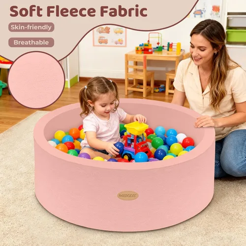 Vista 2 de HARBOLLE Pozo de bolas de forro polar suave de 35.4 pulgadas y corralito para niños pequeños y bebés, centro de juegos de espuma para interiores