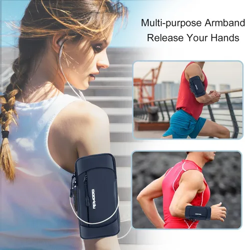 Vista 6 de Soporte para teléfono para correr, soporte para teléfono para iPhone 13, 14, 15, 16 Pro Max, Samsung, brazalete elástico ajustable para teléfono, 2