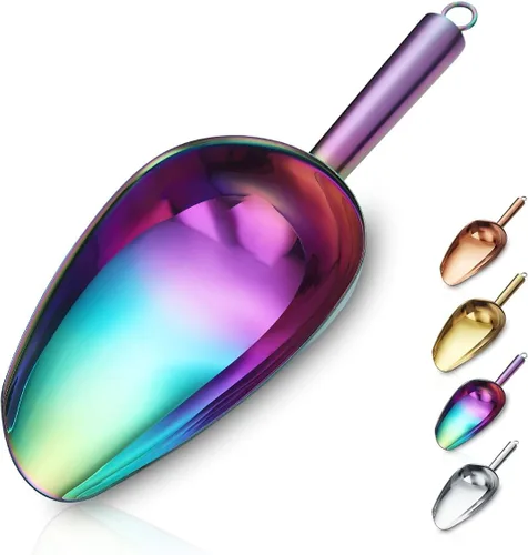 Vista 11 de Berglander Cuchara de hielo de acero inoxidable de 6 onzas, cuchara de hielo de metal para máquina de hielo, multiusos para dulces, cocina, bar