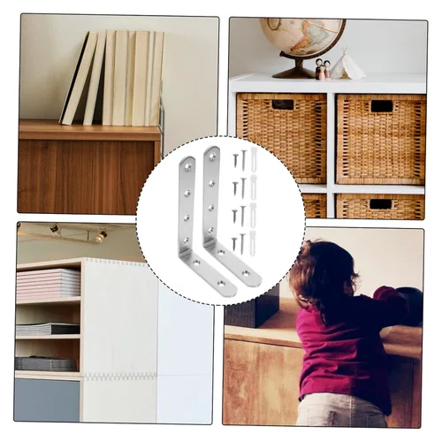 Vista 8 de DECHOUS Kit de 2 puntas para muebles a prueba de anclajes con soportes angulares para armarios y estanterías con anclajes de pared duraderos gruesos