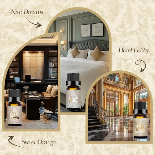 Vista 3 de Juego de aceites esenciales para hotel, 6 aromas premium para difusor, aromaterapia, hogar, spa, fabricación de velas, juego de aceites aromáticos