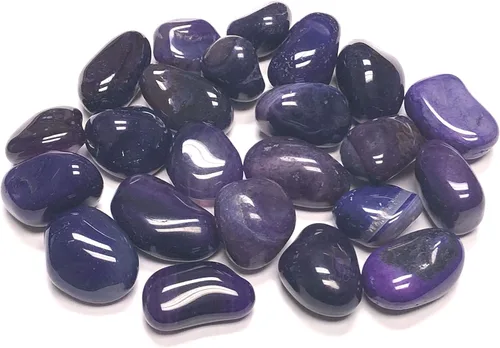 Vista 5 de Ágata teñida pulida, piezas grandes de 1 pulgada con bolsa de terciopelo (1 libra, azul)