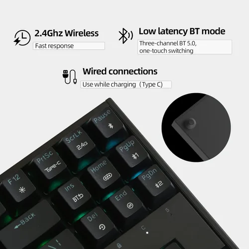 Vista 3 de IROK AL87Pro Aluminum CNC Frame, BluetoothUSB2.4G, Wireless RGB Mechanical Keyboard, 80% TKL Gaming Keyboard, Hot Swappable Switch Customizable