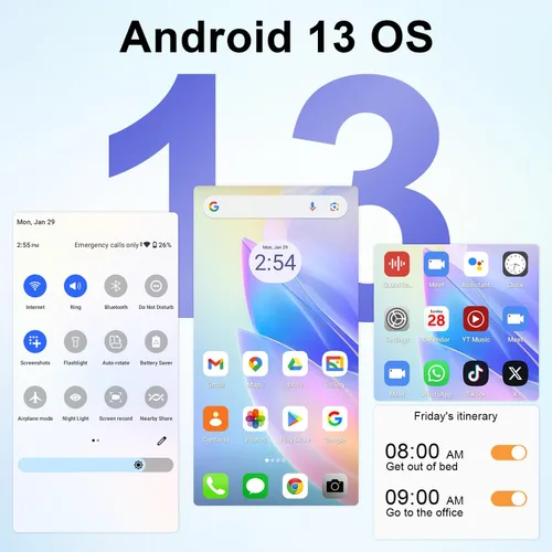 Vista 7 de KXD Teléfono celular desbloqueado A10, teléfonos inteligentes Android 13, 6.6" HD+, 4500mAh 10W rápido, octa-core 12GB+128GB/256GB extensión