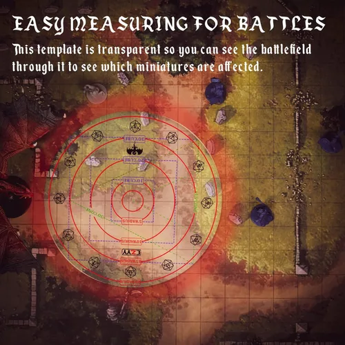 Vista 3 de Plantilla de daño AOE de hechizos mejorada extra grande a cubo de 30 pies y cono de 30 pies, marcador acrílico de efecto de área D & D con caja