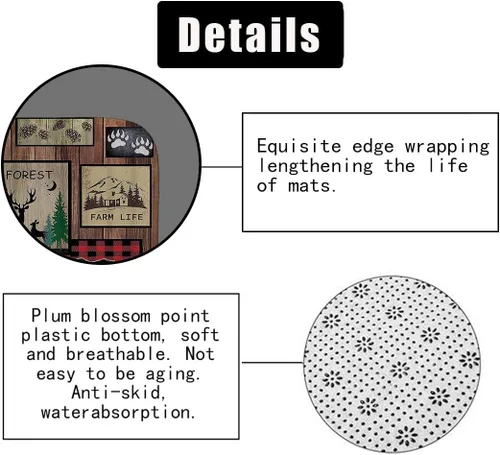 Vista 61 de Camille&Andrew - Juego de 4 cortinas de ducha de tela de ciervo rústico negro, alce, alce, pino, luna, casa de campo, panel rústico, tablero