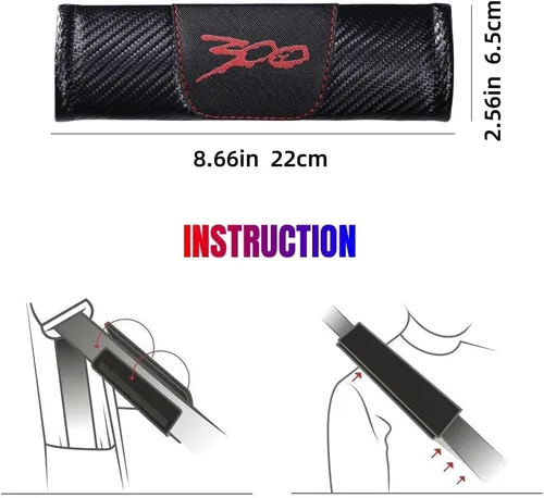 Vista 5 de HUIANTS Funda para cinturón de seguridad Chrysler 300, almohadilla de cuero para cinturón de seguridad, 2 fundas de correa de automóvil, protección