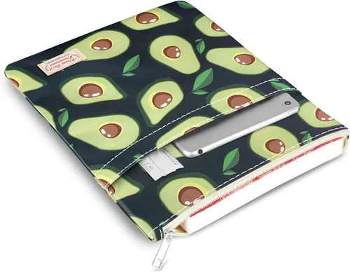 Vista 2 de Funda de libro para amantes de los libros con cremallera, protector de libros de nerd de libros, fundas de libro para tapa dura, lavable