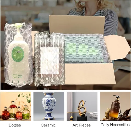 Vista 3 de Rollo de Envoltura Acolchada de Burbujas Protector Inflable para Envío de Botellas, Almohadas de Aire para Envío Burbujas de Aire de Gran