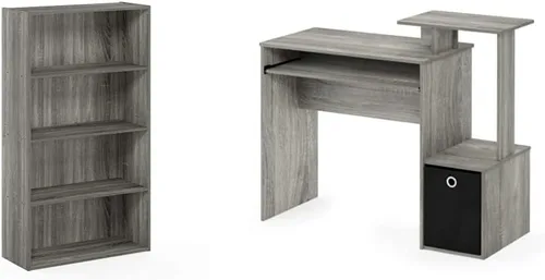 Vista 6 de Furinno Pasir - Estantería abierta de 4 niveles (gris roble francés) Luder (roble francés)