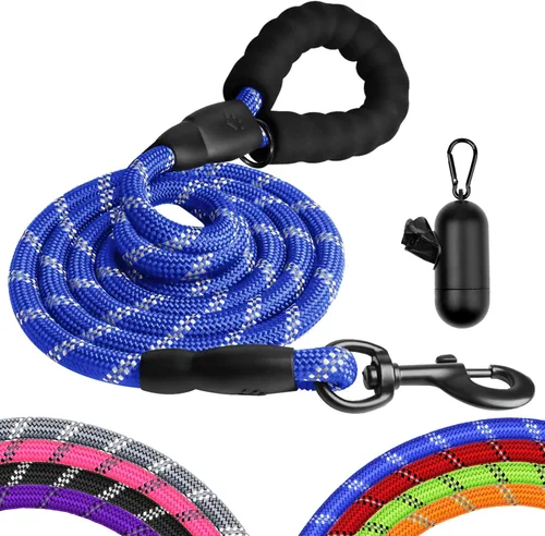 Vista 8 de Correa resistente para perros de razas grandes, medianas y pequeñas, correas de cuerda reflectantes para perros con mango cómodo, correa
