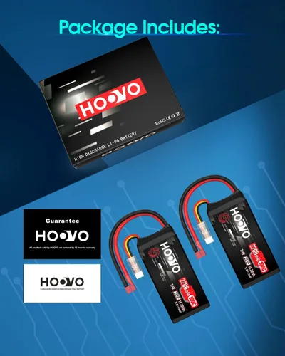 Vista 8 de HOOVO 2S Shorty Lipo Battery 2200mAh 100C 7.4V RC Lipo Batería con conector Deans para FPV Racing Drone RC Avión Helicóptero Quadcopter Car-2 Pack