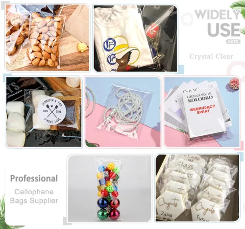 Vista 5 de LEOSINDA 200 bolsas de celofán resellables transparentes de 3 x 11 pulgadas, bolsas de golosinas, bolsas de celofán para galletas, bolsas