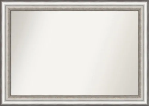 Vista 88 de Amanti Art Espejo de pared plateado de 27 x 21 pulgadas, espejo rectangular de baño de níquel cepillado para decoración de pared, sala de estar