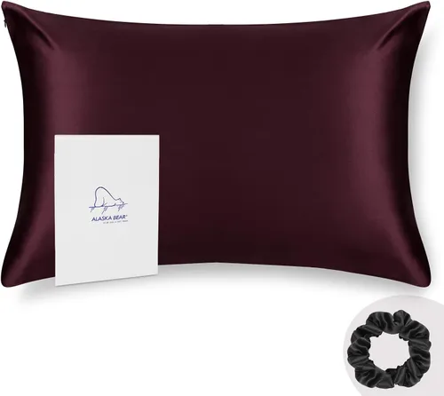 Vista 32 de ALASKA BEAR - Funda de almohada de seda para el cuidado del cabello y la piel, para un sueño reparador, de seda de morera 100% real, Crema