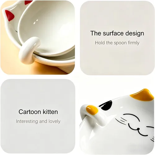 Vista 5 de Soporte para cuchara de cerámica para gatos, soporte para cucharas para estufa, accesorios de cocina de gatos, soporte para estufa, soporte