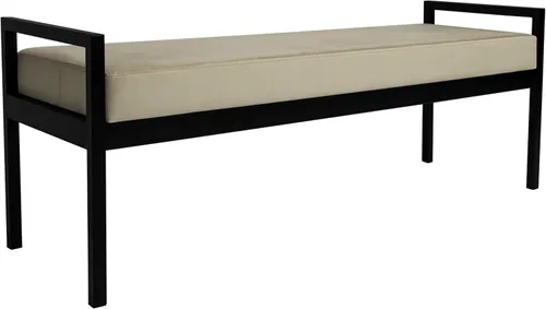 Vista 13 de HomePop Banco de metal moderno Banco para sala de estar y dormitorio Muebles decorativos para el hogar - Brown Boucle