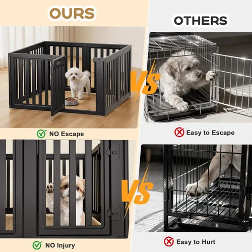 Vista 2 de Corralito para perros, corral transparente para perros, corral para perros en interiores, fácil de instalar y quitar, corralito para cachorros