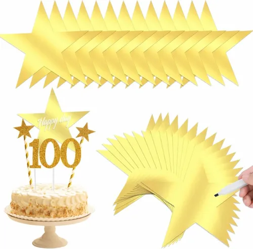 30 piezas grandes de 11 pulgadas con diseño de estrellas doradas con doble impresión de estrellas de papel, decoración de alfombra roja, suministros