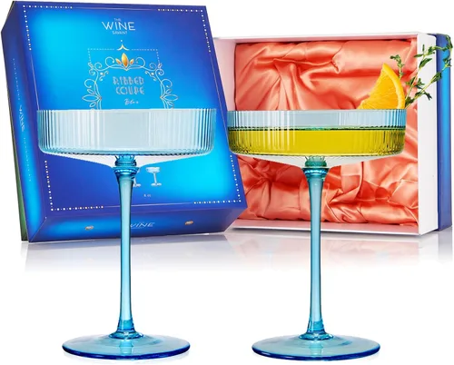 Copas vintage Art Deco Coupé, Martini, champán y cóctel de 7 onzas, juego de 2 unidades, cristalería de cóctel Sidecar para champán, cristalería