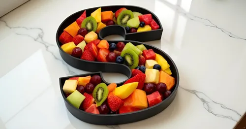 Vista 3 de Bandejas de servir de plástico duro reutilizables y rellenables con letras y números para decoración de fiesta (S, Negro)