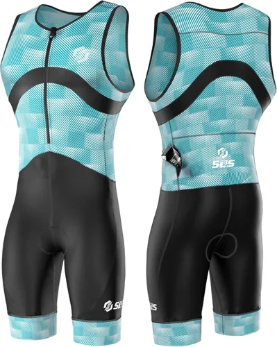 Vista 9 de SLS3 Traje de Triatlón para Hombre - Trisuit Premium para Hombre - Kit de Triatlón sin Mangas, de Secado Rápido con Bolsillo Grande en la Espalda