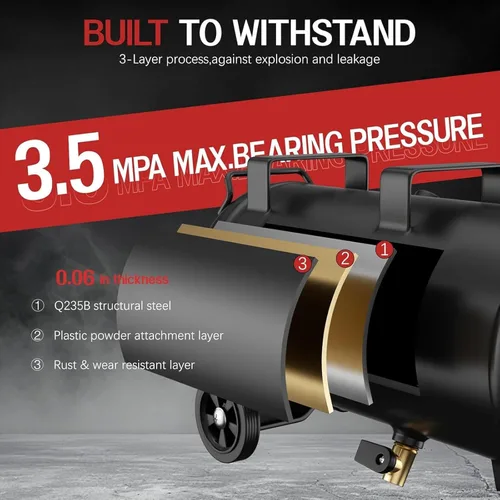 Vista 7 de Compresor de aire ultra silencioso de 8 galones, 1.5HP 4.52 CFM, tanque de compresor de aire sin aceite máximo de 115 PSI para reparación