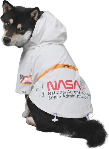 Vista 7 de ChoChoCho Impermeable para perro, chaqueta impermeable reflectante a prueba de agua, disfraz de la NASA para perro, ropa de calle elegante
