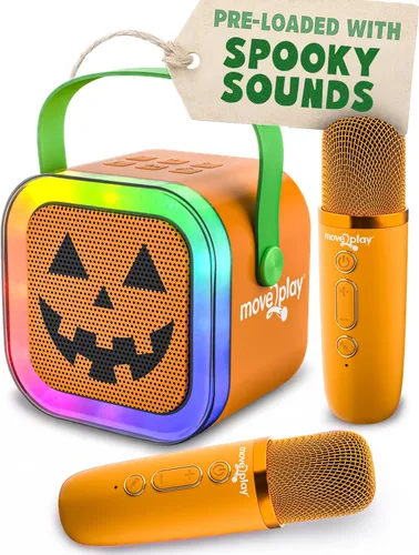 Vista 10 de Move2Play, Máquina de karaoke para niños Incluye más de 20 canciones para niños 2 micrófonos Conéctate con Bluetooth Regalo de 3, 4, 5, 6