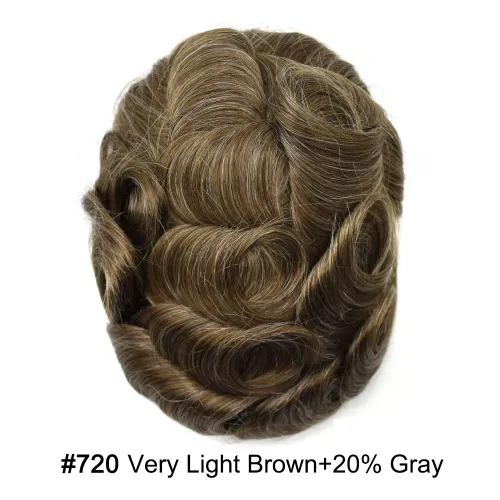 Vista 174 de Toupee - Sistemas de reemplazo de cabello para hombre, encaje frontal suizo, nudo blanqueado, pieza de cabello humano natural
