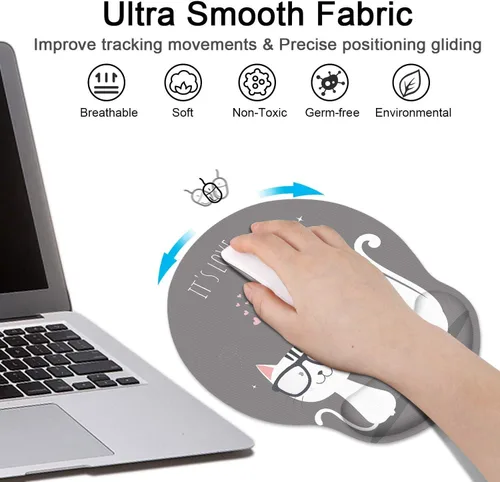 Vista 7 de Britimes Ergonomic Mouse Pad with Wrist Support Cute Glasses Cats Non-Slip Rubber Base Mousepad for Home Office Gaming Working Computers Laptop Easy