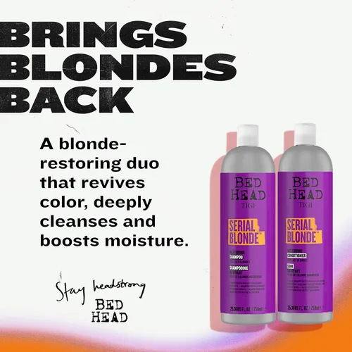 Vista 3 de TIGI Bed Head Serial Blonde - Juego de champú y acondicionador para cabello rubio dañado, queratina hidrolizada, 25.36 onzas líquidas, paquete de 2