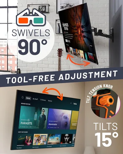 Vista 4 de ECHOGEAR SwiftStud - Soporte de pared giratorio de movimiento completo para televisores de hasta 60 pulgadas, extensión suave, inclinación