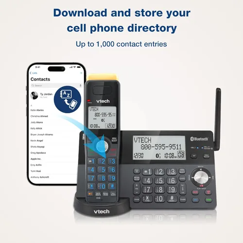 Vista 9 de VTech IS8128-11 - Teléfono inalámbrico DECT 6.0 de alcance superlargo para el hogar con contestador automático, alcance de hasta 2300 pies, bloqueo