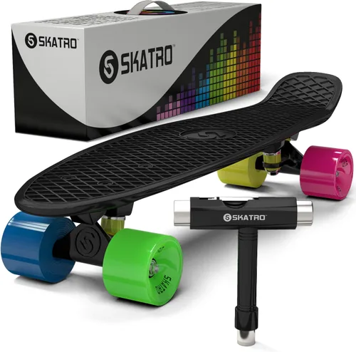 Vista 16 de Skatro - Monopatín modelo mini cruiser. Tablero de plástico de estilo retro de 22 x 6 pulgadas.Viene completo.