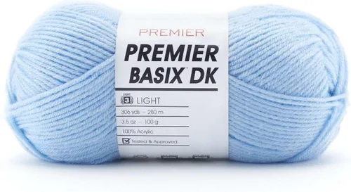 Vista 40 de Premier Yarns Basix DK - Hilo de peso, hecho de acrílico, hilo ideal para ganchillo y tejido, lavable a máquina, rubor, 3.5 onzas, 306 yardas