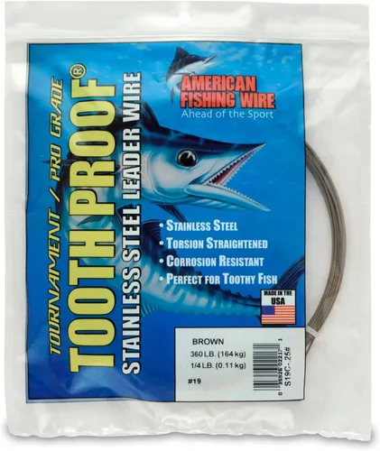 Vista 99 de AFW Alambre Líder Duro de Una Hebra de Acero Inoxidable a Prueba de Dientes - Brillante y Camuflaje para Tiburón, Barracuda, Caballa Real, Wahoo