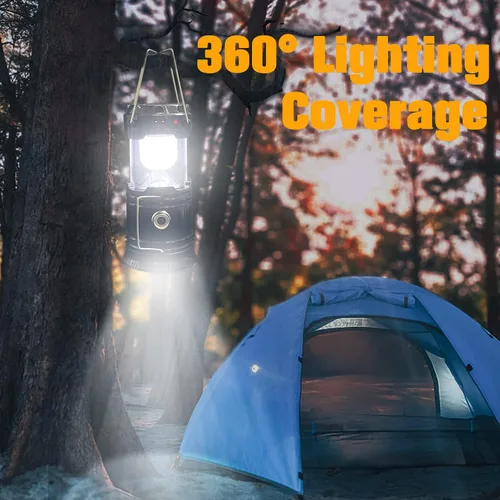 Vista 2 de Linterna LED plegable portátil para campamento, XTAUTO ligera, impermeable, solar, recargable, USB, kits de supervivencia para interiores