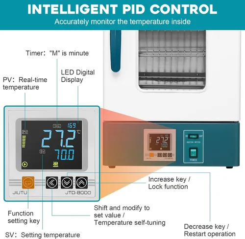 Vista 5 de Towallmark Incubadora de laboratorio Incubadora de bacterias 20L RT-149.0 °F Incubadora digital científica PID Control de temperatura Incubadora