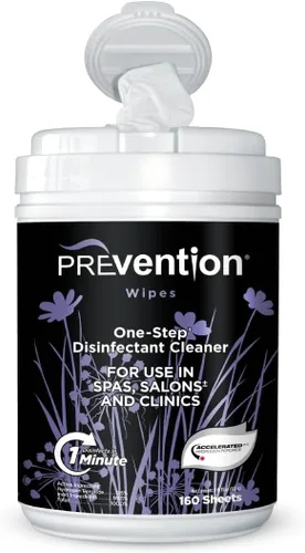 Prevention Toallitas desinfectantes multiusos – Recipiente de toallitas de limpieza para salones, spas, centros de bienestar y estudios de yoga –