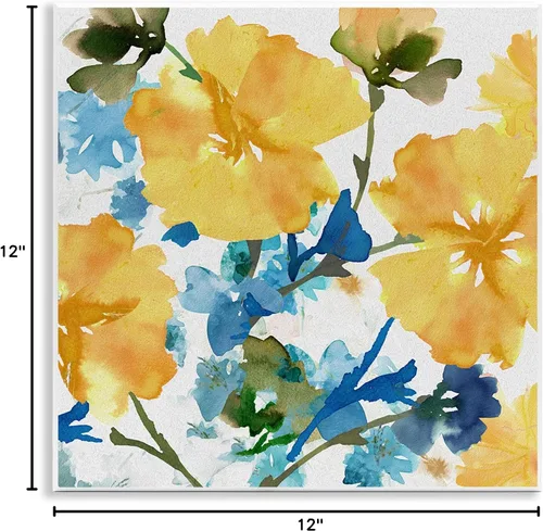 Vista 10 de Stupell Industries Placa de pared de hibisco amarillo y azul por Flora Kouta