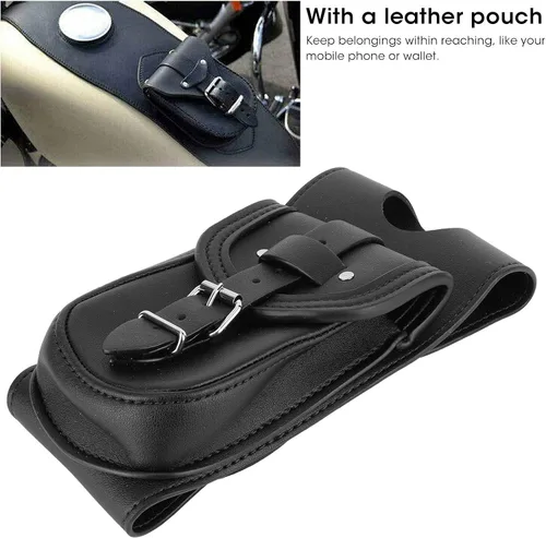 Vista 2 de Acouto Bolsa de motocicleta, bolsa de piel sintética para cubierta de combustible de motocicleta, bolsa central de consola de salpicadero, bolsa