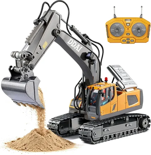 DDAI Excavadora de juguete a control remoto para niños de 4 a 5 años o más, las mejores ideas de regalo para niños de 6, 7, 8, 9, 10 años en