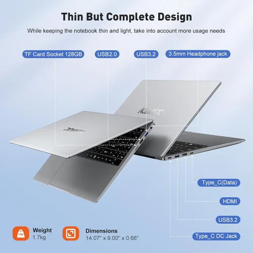 Vista 4 de ACEMAGIC Computadora portátil, 16 GB DDR4 512 GB SSD, procesador Intel N95 de cuatro núcleos, portátil con Windows 11, PC IPS 1080P de 15.6